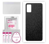 apgo Protective Skin Sticker for the back compatible with Samsung Galaxy A41, Wrap Film, Foil, Vinyl - Pattern Black Honeycomb
