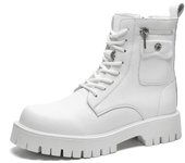 Botas blancas de estilo británico para hombre, zapatos de calle de diseñador Superstar, botas de moto para hombre, botas altas de cuero cómodas para hombre 38 blanco