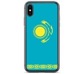Coque iPhone - Kazajstán - Drapeau officiel - Souple - Multicolore - Compatible iPhone XS