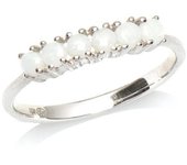 Bague Argent 'Déesse Opale' Blanc argenté (rhodié) - 15x3 mm 52 blanco