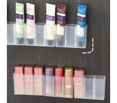 Joyero de pared con 3 compartimentos, autoadhesivo, para guardar artículos diversos, como lápices de cejas y pintalabios.