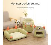 Sofá cálido para mascotas Little Monster en invierno, divertido nido para gatos yurta mongola, cómodo nido para zapatillas semicerrado