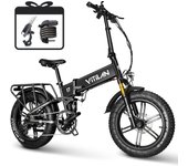 Bicicleta eléctrica VITILAN i7 Pro 3.0 para adultos, batería extraíble de 750 W, 48 V, 20 Ah, bicicleta eléctrica plegable con suspensión total y freno hidráulico negro