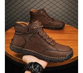 Botas de tobillo para hombre Zapatos de felpa hechos a mano Zapatos casuales Otoño e invierno Tallas grandes 39-48 39 negro