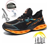 Zapatos de seguridad livianos para hombre, zapatillas con punta de acero, botas de seguridad para el trabajo a prueba de pinchazos, nuevos zapatos de trabajo antigolpes para hombre, transpirables para hombre 46 verde