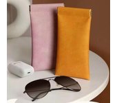 Bolsa para gafas impermeable de cuero de color sólido, automática, cerrada, para hombres y mujeres, bolsas de almacenamiento portátiles para gafas azul
