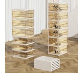 Caja de zapatos plegable multicapa, a prueba de polvo, armario de almacenamiento grueso, gabinetes apilables de plástico, zapatero de gran tamaño, fácil de montar