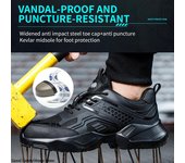 Zapatillas de trabajo negras para hombre y mujer, zapatos de seguridad, zapatillas de trabajo ligeras y transpirables, zapatos con punta de acero antigolpes, calzado de seguridad 36