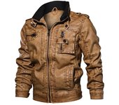 Chaqueta de cuero casual para hombre invierno otoño militar motocicleta motociclista piloto bombardero PU chaquetas de cuero XXL negro