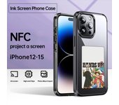 Nuevas fundas para teléfonos inteligentes con función NFC para iPhone 15, 14, 13 Pro Max, carcasas de dibujos animados DIY, fundas para teléfono con pantalla de 2 colores y tinta electrónica, sin batería TPU&For iPhone 15 Pro negro