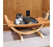 Hamaca grande y suave para gatos, cama de felpa suave para exteriores, juguete para gatos, gatitos y cachorros, construcción de madera, percha resistente, muebles antideslizantes para mascotas