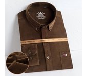Camisa vaquera de algodón de manga larga con bolsillos delanteros y manga corta con rayas de color liso clásicas para hombre tallas S-5XL 5XL marrón