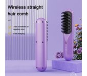 Peine de pelo calentado portátil con 3 temperaturas ajustables, calentamiento rápido, peine alisador de cabello inalámbrico, cepillo para el cuidado del cabello sin daños, peluquería color rosa