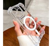 Funda magnética de lujo con carga inalámbrica para Magsafe para iPhone 11 12 13 14 15 16 Pro Max Plus, carcasa transparente a prueba de golpes For iPhone 16Pro Max transparente