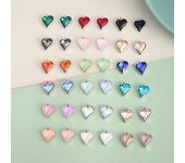 Colgante de corazón de cristal de melocotón, accesorios de aleación para hacer uno mismo, pendientes, collar y pulsera a juego.