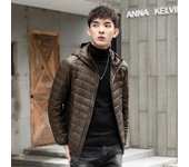 Chaqueta de plumón ligera para hombre, abrigo corto con capucha de plumón de pato blanco, otoño e invierno M