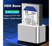 Estación de acoplamiento para disco duro Adaptador SATA a USB 3.0 Carcasa para disco duro externo SSD de 2,5/3,5 pulgadas EU Plug