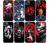 Funda negra B-5 Naruto Itachi para Redmi 10A, 10C, 12C, 13C, 9A, 9C, 9T, A3X, Note 10, 9, 9S, 10S, iPhone 11, 12, 13, 14, 15, 16, X, XS Pro Max, Mini, 7, 8 Plus, XR Redmi Note 9S negro