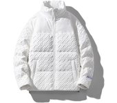 Chaqueta de plumón ligera para hombre, chaqueta de plumón de pato blanca con relleno de invierno, abrigo corto con cremallera y cuello levantado, abrigo para parejas de alta calidad M blanco