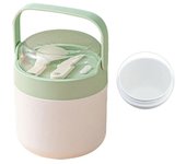 Fiambrera con asa, cubertería integrada, termo a prueba de fugas, taza de sopa aislada, 530/560ml, 1 Juego A verde