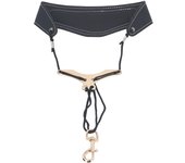 Correa de cuero transpirable para el cuello de saxofón, ajustable, en forma de Y, con gancho giratorio de metal.