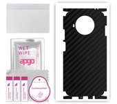 apgo Protective Skin Sticker for the back+sides compatible with Xiaomi Mi 10T Lite 5G, Full Wrap Film, Foil, Vinyl - Pattern Carbon Black
