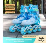 Patines profesionales de una sola fila con ruedas rectas de PU, ajustables, para niños y mujeres. L (size 38-41)