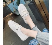 Zapatillas de cuero para mujer, zapatos planos casuales blancos con cordones, zapatos cómodos para caminar, calzado deportivo de alta calidad para mujer 36 beige