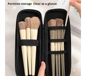1 neceser negro impermeable con doble cremallera para brochas de maquillaje, estuche de almacenamiento para mujer, estuche portátil de viaje para brochas de maquillaje.