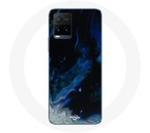 Coque pour Vivo Y21s 2021 / Y21 2021 Nuages de fumée multicolore de bleu gris et noir sur fond noir