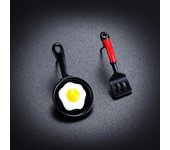 Pendientes asimétricos con forma de sartén para huevos fritos para mujer, regalo de joyería