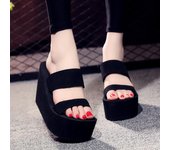 Chanclas de cuña para mujer, zapatillas de verano, chanclas de plataforma para mujer, zapatillas de playa de verano 35(6cm) negro