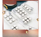 Cubitos de hielo de acero inoxidable 304, aptos para uso alimentario, para helados, tártaros, bebidas, cerveza, whisky, cubitos de hielo de metal 4 capsules (with clip)