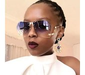 Nuevas gafas de sol irregulares sin montura para mujer, gafas de sol con gradiente de gran tamaño con montura de aleación de diseñador de marca, gafas de sol transparentes a la moda para mujer