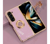 Funda de teléfono con soporte de anillo magnético galvanizado para Samsung Galaxy Z Fold 6, 5, 4, Fold6, Fold5, Fold4, 5G, carcasa rígida a prueba de golpes Galaxy Z Fold6 verde oscuro