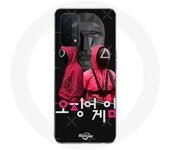 Coque pour Oppo A74 5G Squid Game Affiche masques soldats logo coréen