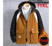Parkas de invierno para hombre, chaquetas gruesas de forro polar, abrigos de talla grande 10XL y 11XL, parkas informales de retazos a la moda para hombre, ropa de abrigo de talla grande 11XL. 11XL negro