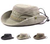 Sombrero de pescador impermeable para hombre y mujer, sombrero de verano para exteriores, protección UV, ala ancha, Panamá, Safari, caza, senderismo, sombrero de pesca para sol gris