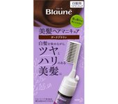 Esmalte de uñas KAO Blaune Beautiful Hair, castaño oscuro con peine, 72 g, para cabello canoso, colorante para cabello gris, aplicar sobre el cabello seco.: 1. aplicar una