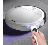 Robot aspirador recargable por USB, aspirador automático de suelo de gran succión, barrido y fregona inteligente blanco