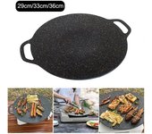 Sartén para asar, sartén gruesa antiadherente de hierro fundido, plancha plana para panqueques, cocina de piedra, parrilla para barbacoa, olla de cocina de inducción para exteriores 29cm