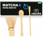 MATCHAX Juego de escobas Matcha, escoba de bambú, cucharilla Chasen, ceremonia del té Chashaku, 3 piezas