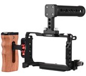 Andoer Kit de jaula protectora para cámara + manija superior + empuñadura lateral de aleación de aluminio para cámara de vídeo with top handle and side hand grip negro