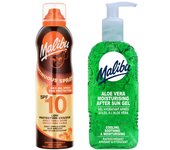 Malibu dry oil in Aerosol SPF10 175ml + Aloe Gel after tanning 200ml