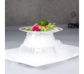 Bandeja de vidrio de hielo seco con 3 agujeros, vajilla de cocina creativa, vajilla hueca para cocinar, platos de concepción artística, ensaladera de frutas Small