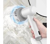 Cepillo de limpieza eléctrico inalámbrico 2024, cepillo para lavar platos, cocina, bañera, azulejos, cepillo de limpieza profesional, resistente al agua blanco