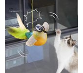 Juguete interactivo para gatos, pájaro cantor realista de peluche, juguete para gatitos activado por el tacto con plumas y hierba gatera para gatos y perros, alivia el aburrimiento. A