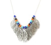 Les Trésors De Lily [N4099] - Collar de diseño 'Navajos' azul naranja plata