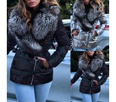 Tops de algodón de manga larga cortas con superficie brillante cálida de otoño e invierno para mujer L negro