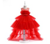 Vestido de princesa floral europeo y americano para niñas: cola larga, malla hinchada, perfecto para eventos de Año Nuevo. 140 cm